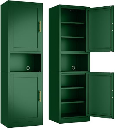 Ckzbx Tall Narrow Storage Cabinet 66.93 H Tall Bathroom Cabinet Metal Pantry Cabinets, 4 Adjustable Shelves for Kitchen, Home Office, Living Room, Dinning Room (20 inches Wide Green)