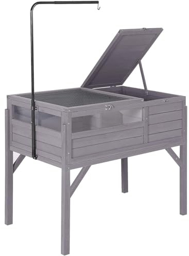 X-ZONE PET Grande casa di tartaruga resistente alle intemperie di legno di lusso con base della lampada e gambe staccabili, guscio universale della tartaruga all'aperto ed interno, piccolo incubatore