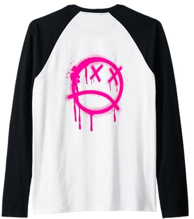 Peinture en spray graffiti rose visage triste Manche Raglan