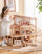 ROBUD Wooden Dolls House, Bohemian Style Dollhouse with 37 pcs Realistic Furniture & Dolls Accessories - Pretend Play Dolls House Toys for Kids, 3+ Year Old Girls Gifts