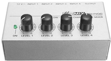 Controlador de DJ Mezclador au-dio MX400 Mono Micro Mix profesional, 4 canales, familia analógica, Mini adaptador de sonido compacto portátil for DJ KTV(3000W)