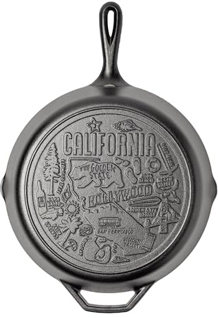 Lodge 12 Inch Cast Iron Skillet – Pre-Seasoned Frying Pan with Teardrop Handle – Oven, Stovetop, Grill & Campfire Use – Made in USA – Non-Toxic, Even-Heating Cookware – California