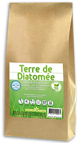 HYDROPLANETE Terre de Diatomée Blanche 400g 1kg 2kg 5kg 10kg 20kg - Grade Alimentaire, Haute pureté 100% Naturelle (400g)