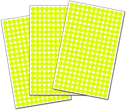 684-1368 självhäftande prickar neon 15 mm cirkel punkt självhäftande klistermärken inventering – Finest Folia (neongul, 684 självhäftande punkter)