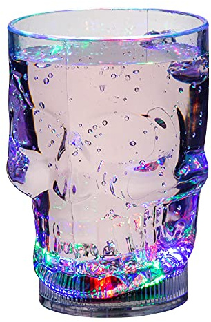 UltraByEasyPeasyStore Ultra 1 LED Flashing Plastic Skull Mug with Handles LED Light Bar Water Glasses Plastic Tumblers for Adults Children Beer Stein Glass Disco Light Cocktail Glass Beer Glass Stein