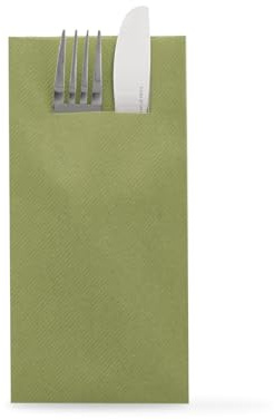 Sovie HORECA Besteckserviette in OLIV aus Linclass Airlaid, 40 x 40cm, 1/8 Falz, 75 Stück, hochwertige stoffähnliche Einwegserviette, Ideal für Gastronomie & Events
