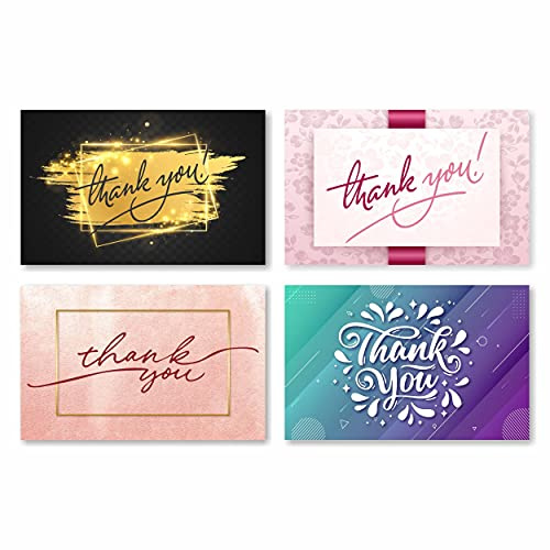 Thank You Card - 100 Mini Biglietti Grazie Assortiti per Ringraziamento Clienti di Piccole Imprese Negozi al Dettaglio Ecommerce Rivenditori Articoli Confezione Regalo Auguri Matrimonio Compleanno