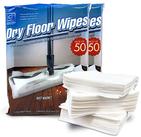 Dry Floor Wipes 29cm x 21cm Large Floor Wipes Universal Fitting for Swivel Flat Mop, Disposable Dry Dusting Cloths Laminate Floor Wipes Mop Refill Pads (2 x 50 Floor Cleaning Wipes)