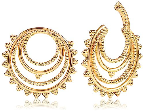Vankula Ohr Gewichte Flesh Tunnel Weights Hangers 4 Ringe Edelstahl für männer damen Ohrpiercing Gestreckte Schmuck 6mm Gold