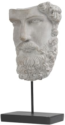 Greek Statue Sculptures Home Decor - Resin Bust Statue Zeus Statue on Metal Pole and Resin Base Greek God Statues for Living Room Shelf Office Table TV Stand Art Decor 8.25*4.5*16 Inch LC Lcdecohome