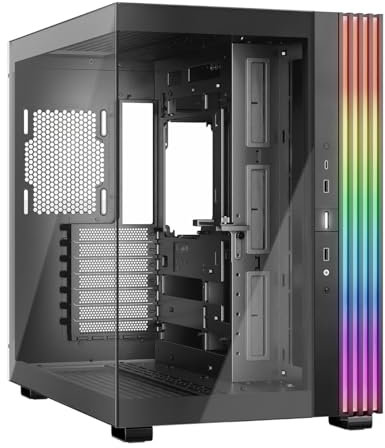 be quiet! Light Base 600 DX Black PC Case, Stunning Panoramic View, Show Case, Dual Chamber Design, Solid ARGB LED Strip, Inverted and Horizontal Usable, Backside Connector Design