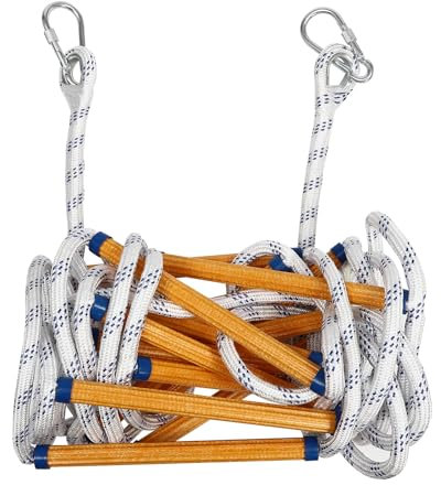 Échelle de secours portable pour balcon - 6 m - Avec 2 crochets - Réutilisable - Pour fenêtre et balcon - Échelle de corde