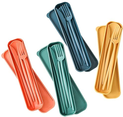 YSJCHEBS 4 Set di Posate Portatili, Set di Posate per Il Pranzo, Campeggio All'Aperto, Viaggi, Materiale PP, 16 Pezzi