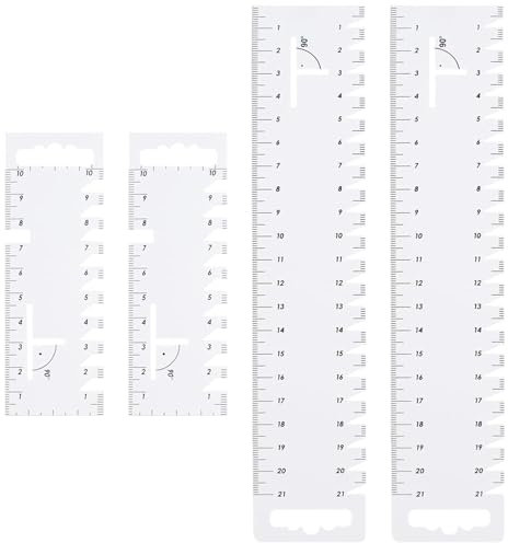 4 Stück Lineal Nähen, Handmaß Set, Nählineal, Schneiderlineal, Patchwork Lineal, Bügellineal, Schneiderlineal Nähen Zubehör, Handmaß Nähen, Präzision Messwerkzeug für Patchwork Zuhause (21cm+10cm)