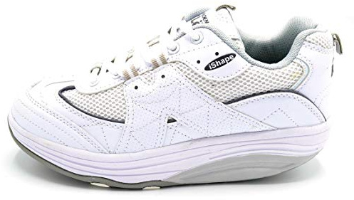 Zapatillas Deportivas con Suela Balancín para Hombre y Mujer - IShape Fitness - Mejora la Postura y Reduce el Dolor Articular (Blanco, Sistema Tallas Calzado EU, Adulto, Números, Mediano, 42)