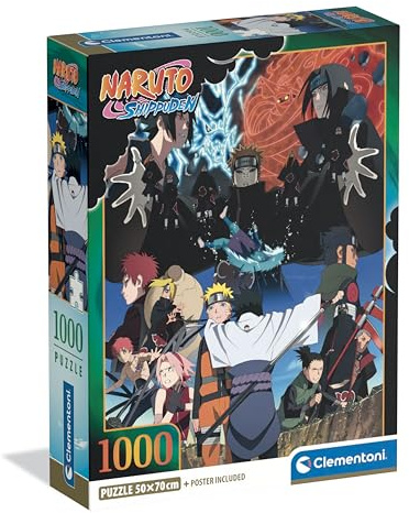 Clementoni Puzzle Naruto 1000 Stücke, Compact Box - Puzzle für Erwachsene 14-99 Jahre, Geschenk für Mann und Frau, Made in Italy, 37052
