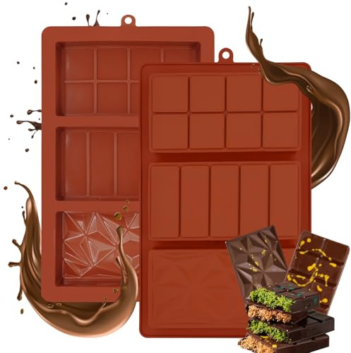 2 Pcs Deep Chocolate Bar Moulds Silicone Bars Mold Dubai Chocolate Bar Mould 1.2 Inch Thick Candy Bars Moulds