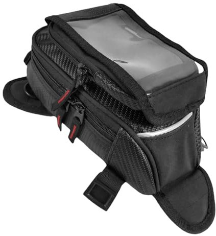 UniverRsal - Borsa da serbatoio per moto, con magnete di navigazione, borsa da sella nera per moto, forte magnete, con fissaggio magnetico e tasca frontale per moto