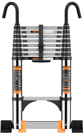Telescoping Ladder,with Stable Hook and stabilizer barand,8.5FT Extension Ladder, Heavy Duty 330lbs Max Capacity, Multi-Purpose Collapsible Ladder for RV or Outdoor Work (2.6M/8.5FT)