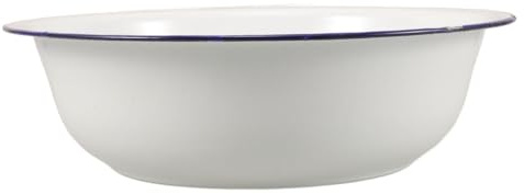 ARTSEWPLY Lavabo Esmaltado Vintage para Baño de Pies, 1 Unidad, 30 Cm, Borde Azul, Multifuncional para Remojar Pies y Lavar, Uso Doméstico y Spa, Diseño Retro Clásico