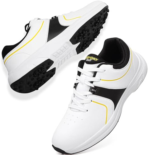 Bravover Mens Golf Shoes Spikeless Water Resistant Breathable Lace Up | Mens golf shoes with 12 ventilation holes lightweight water resistant upper for summer rounds practice and course walking
