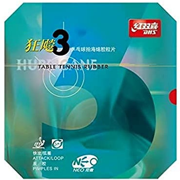 Tibhar DHS Hurricane Neo 3 Table Tennis Rubber (Black, 2.15 Mm) Tischtennisgummi, Schwarz