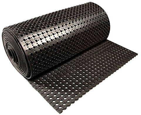 ID MAT - Tapis Caillebotis Caoutchouc Norme Handicapés MR12 - Rectangulaire 91 x 1000 cm - Antidérapant - Uni - Extérieur - Norme LOGC9400024A - Alvéoles Adapté - Épaisseur 10 mm - Noir