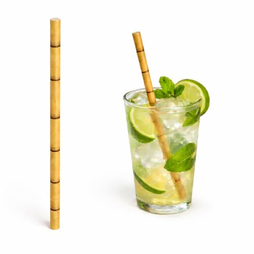Solid Paper Straws Natural Bamboo 8inch-Pack of 250