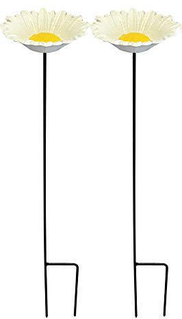 Selections Cast Iron Wild Bird Daisy Flower Dish Bird Feeder - Pack of 2