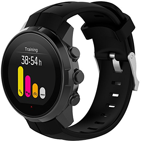 Yikamosi Kompatibel mit Suunto Ambit 3 Vertical Armband,Schnellverschluss Weiches Silikon rostfreiem Metallverschluss Ersatzbänder für Suunto Ambit 3 Vertical/Spartan Sport,Schwarz