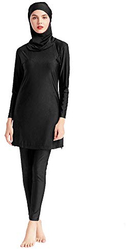ABEUTY Traje de baño musulmán para mujer, traje de baño modesto Burkini, traje completo de talla grande, traje de baño islámico hiyab, Negro, L