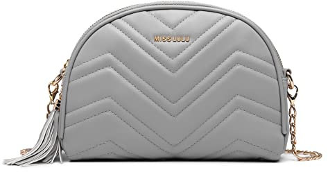 Miss Lulu Umhängetasche Damen, Crossbody Bag Damen PU Leder, Handtasche Mittelgroß Tasche Klein, Goldene Hardware