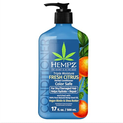 Hempz Biotin Conditioner - For Thin/Fine Hair Growth & Strengthening of Dry, Damaged and Color Treated Hair, Hydrating, Softening, Moisturizing - 17 FL OZ (Peach & Grapefruit)