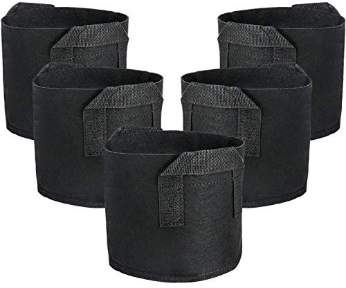 moonsun Lot de 5 pots en tissu de 10 litres, conteneurs en tissu avec poignées à sangle pour pommes de terre, fleurs, fournitures de maison