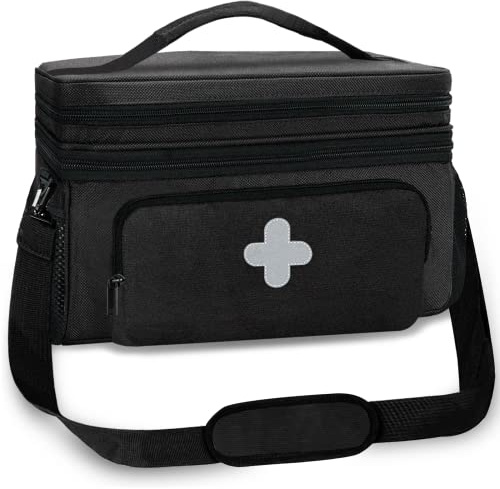 GDNasist Medicine Storage Bag, Medical Bag Pill Bottle Organizer for Emergency, Medicine Box Empty with Small Portable Pouch, First Aid Box for Travel and Home Storage
