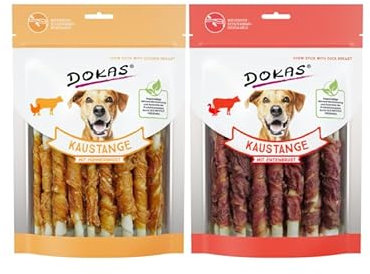 Dokas-Dog Kaustange mit Hühnerbrust & Entenbrust (Bundle) | erhältlich als 2X 50g und 2X 200g (2X 200g Huhn & Ente)