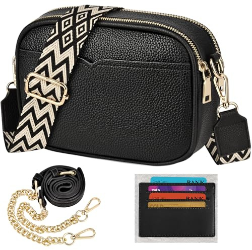 TEUEN Borsa a Tracolla Donna Piccola, Borsa Mano Pelle Borsetta a Catena Moda Borse Spalla con Tracolla Regolabile e Rimovibile Borsa per Telefono con 5 Scomparti e 4 Slot per Carte