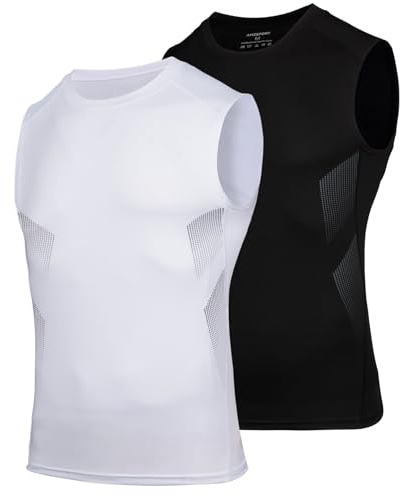 AMZSPORT Canotta Compressione da Uomo, Canottiere Palestra Maglietta Senza Maniche Maglie Sportiva Running Bodybuilding T-stirt