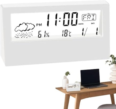 Reloj Digital Pequeño, Reloj Digital, Reloj De Noche Con Pantalla LED, Reloj De Escritorio Eléctrico Con Pantalla De Temperatura Y Humedad, Reloj Despertador Digital Para Mesa De Cocina, Baño, Do