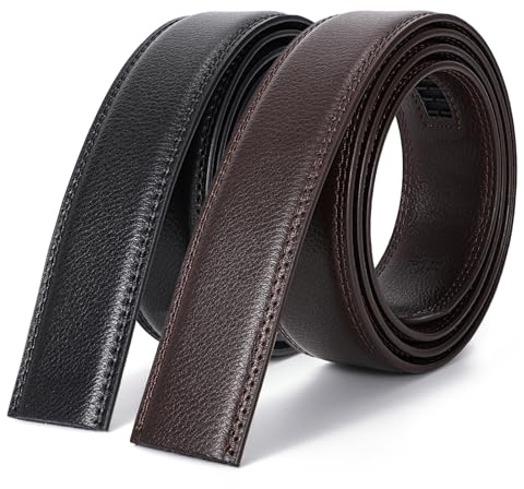 BELTROAD 2 Pack Ratchet Belt Strap for Men Leather Belts Without Buckle Replacement Leather Belt Strap Only 35mm for 40mm Buckle