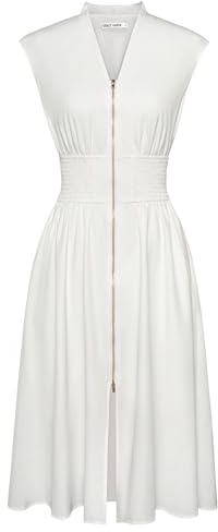GRACE KARIN Women's Casual Dress with Pockets Zipper Front Dress for Vacation Wedding Work Office with Pocket