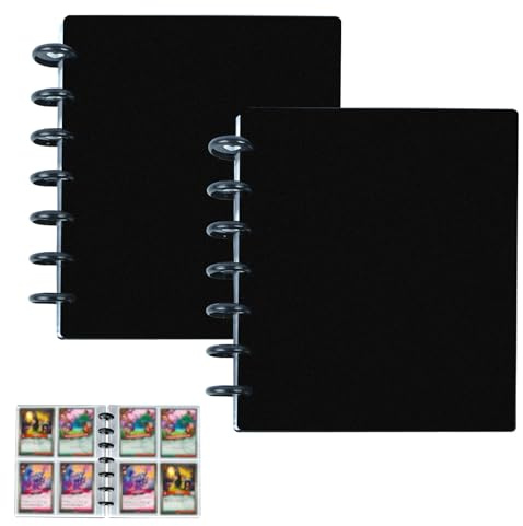 Classeur Carte, Album Classeur Card 4 Poches, Livre Rangement Cartes, Albums Carnet Collectionner pour Trading Card, Jeux de Cartes, Carte de Baseball, PP Matériel, 2 Pièces, Noir