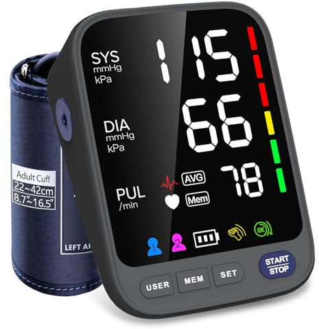 Medical Blood Pressure Monitors, Upper Arm Large Cuff Blood Pressure Machine for Home Use, Super Large 6.4” LED Display | 2 * 120 Sets Memory | Heart Rate Monitor (Black)