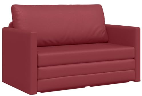 vidaXL Sofá Cama Rojo Vino 124 x 71 x 78 cm Cuero Artificial | Asientos cómodos para disfrutar al máximo, Se convierte fácil en cama,