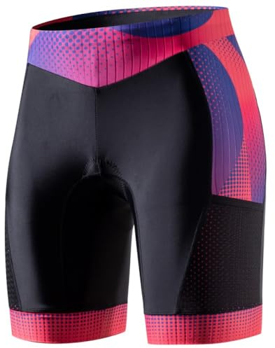 My KILOMERE Short Triathlon Femme – Cuissard de Cyclisme Compressif avec 2 Poches Latérales, UPF50+ pour Natation, Course à Pied