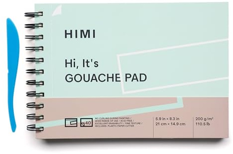 HIMI Lot de 40 feuilles de gouache - 15 x 21 cm - 200 g - Vert - Texture vernie - Croquis - Gouache - Acrylique - Aquarelle - Collage pour artiste