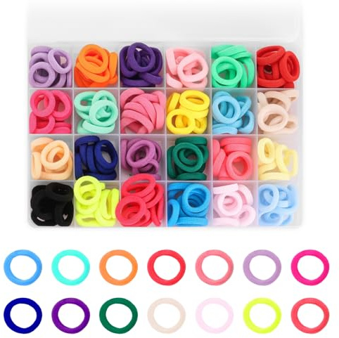 400 gomas coloridas para el pelo para niños pequeños, suaves y elásticas, sin enganches, accesorios para el cabello para niñas y bebés (2 cm de diámetro)