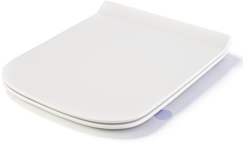SREWOHS PRO Tapa Wc Forma Cuadrado Ultrafino [CORTO], Asiento de Inodoro con Cierre Suave y Liberación Rápida para una Fácil Limpieza, Probado a 150 kg, Universal, Blanco, 42,5 * 34.5CM