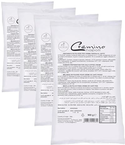 Almar Crema Caffè Fredda Senza Glutine, Crema Caffè Solubile, Preparato per Dessert ideale per Uso Professionale e Domestico, OGM Free - GUSTO NAPOLI (Confezione da 4)