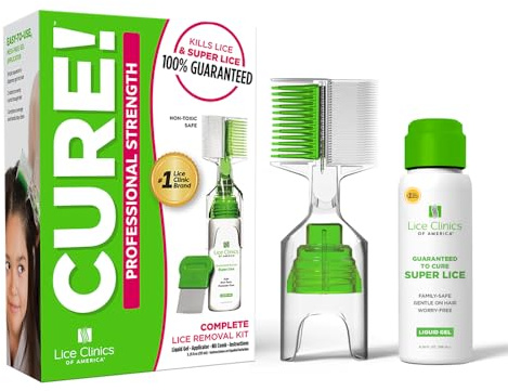 Lice Treatment Kit by Lice Clinics-Guaranteed Cure for Super Lice-Safe, Non-Toxic (Complete Kit with 5.25oz Shampoo, Metal Comb & More)